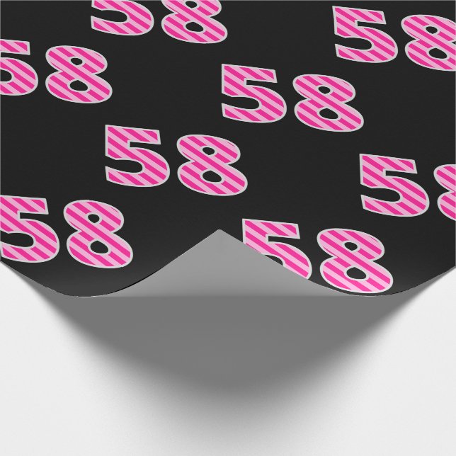 Pink Stripes 58 Event # (Birthday, Anniversary) Wrapping Paper (Corner)