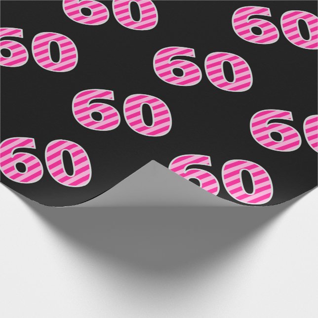 Pink Stripes 60 Event # (Birthday, Anniversary) Wrapping Paper (Corner)