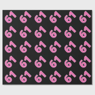 Pink Stripes 61 Event # (Birthday, Anniversary) Wrapping Paper