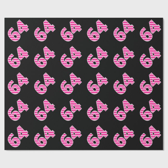 Pink Stripes 64 Event # (Birthday, Anniversary) Wrapping Paper (Flat)