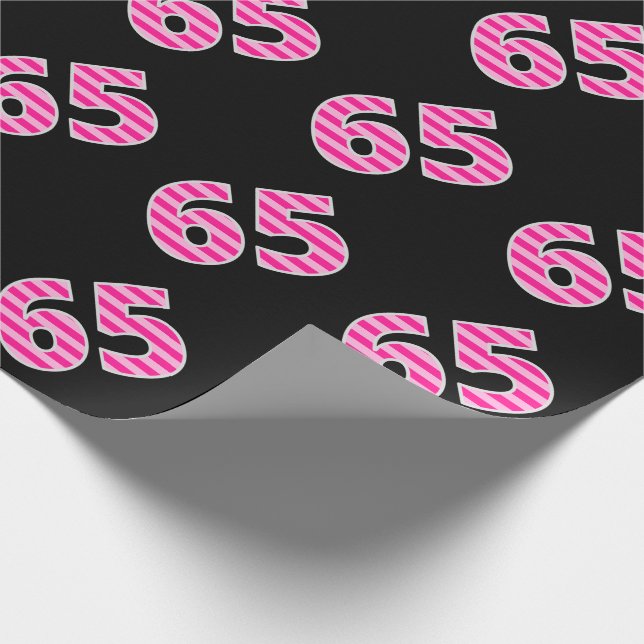 Pink Stripes 65 Event # (Birthday, Anniversary) Wrapping Paper (Corner)