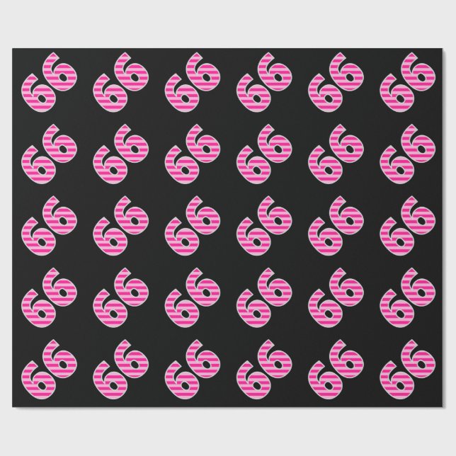 Pink Stripes 66 Event # (Birthday, Anniversary) Wrapping Paper (Flat)