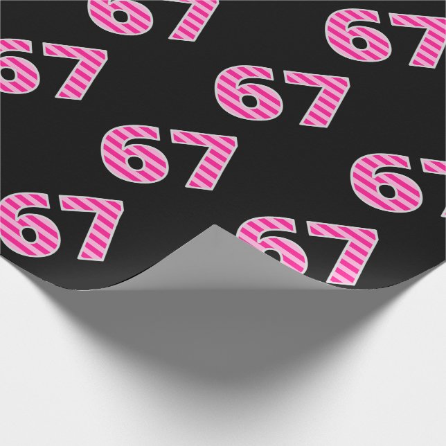 Pink Stripes 67 Event # (Birthday, Anniversary) Wrapping Paper (Corner)