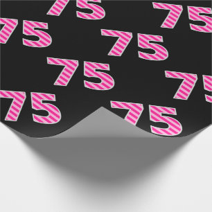 Pink Stripes 75 Event # (Birthday, Anniversary) Wrapping Paper