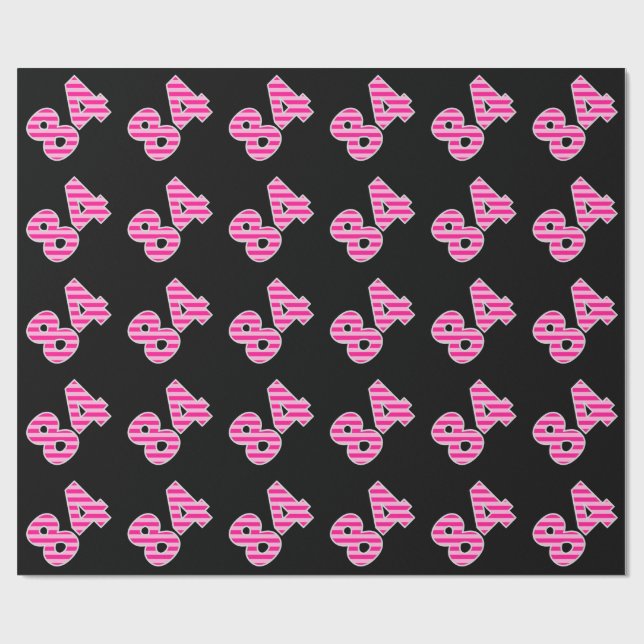 Pink Stripes 84 Event # (Birthday, Anniversary) Wrapping Paper (Flat)