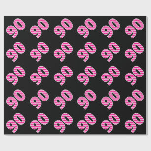Pink Stripes 90 Event # (Birthday, Anniversary) Wrapping Paper