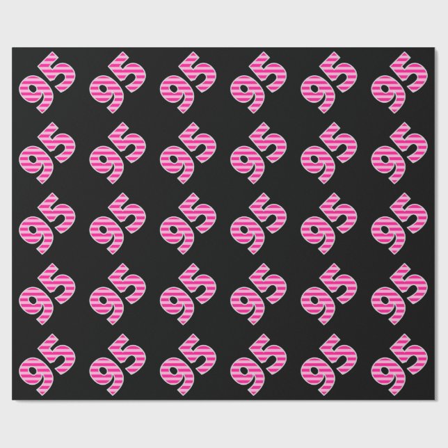 Pink Stripes 95 Event # (Birthday, Anniversary) Wrapping Paper (Flat)