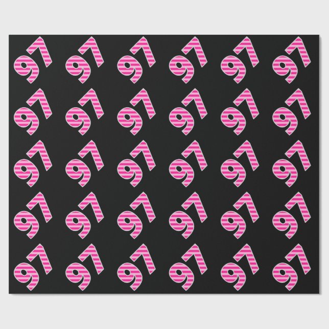 Pink Stripes 97 Event # (Birthday, Anniversary) Wrapping Paper (Flat)