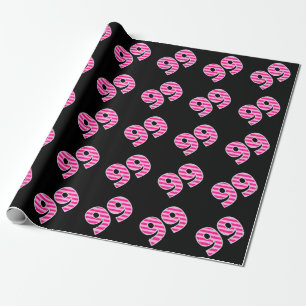 Pink Stripes 99 Event # (Birthday, Anniversary) Wrapping Paper