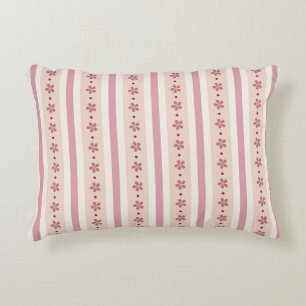 Pink Stripes And Flowers Decorative Cushion