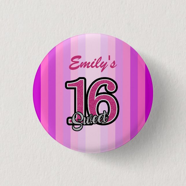 Pink Stripes And Glitter 3 Cm Round Badge (Front)
