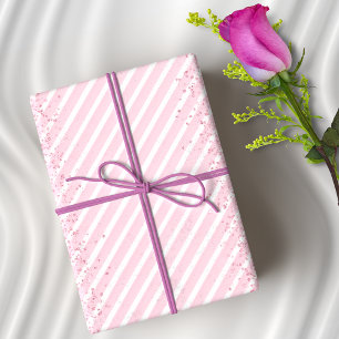 Pink Stripes and Glitter Elegant Wrapping Paper