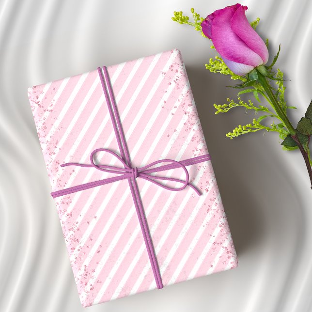 Pink Stripes and Glitter Elegant  Wrapping Paper (Creator Uploaded)
