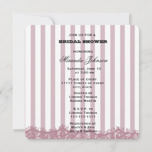 Pink Stripes and Lace Bridal Invitation