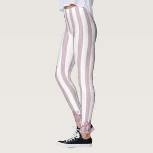 Pink Stripes and Lace  Leggings
