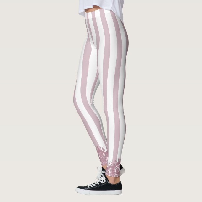 Pink Stripes and Lace  Leggings (Left)