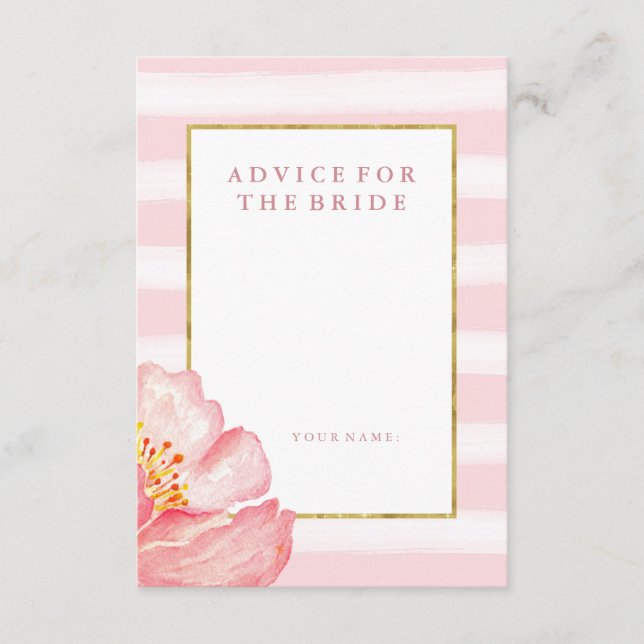 Pink Stripes and Peony Advice for the Bride Card (Front)