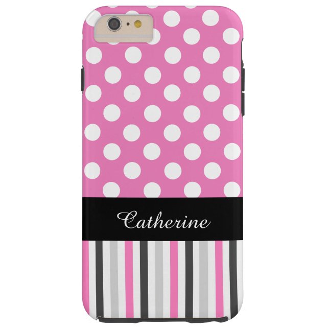 Pink Stripes and Polka Dot iPhone 6 Plus case (Back)