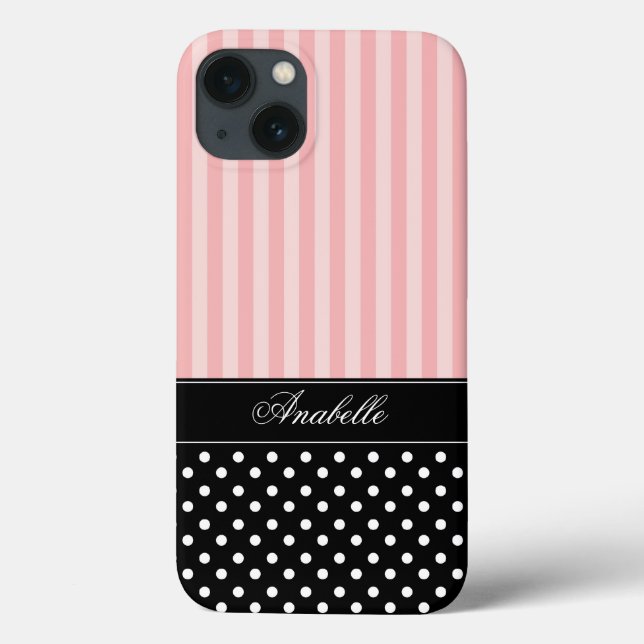 Pink Stripes and Polka Dots Case-Mate iPhone Case (Back)