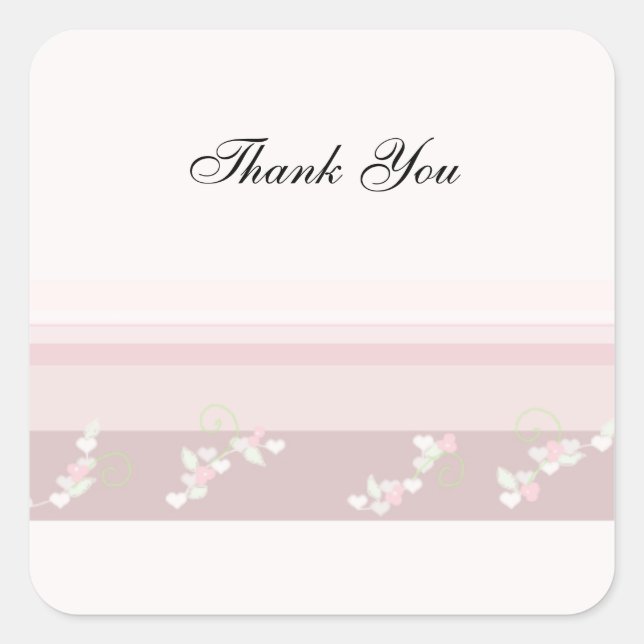 Pink Stripes and Tiny Blossoms Square Sticker (Front)