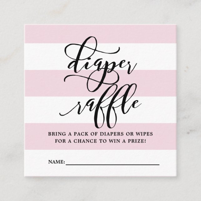 Pink Stripes Baby Shower Diaper Raffle Request Enclosure Card (Front)