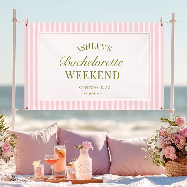Pink Stripes Bachelorette Party Banner (Creator Uploaded)
