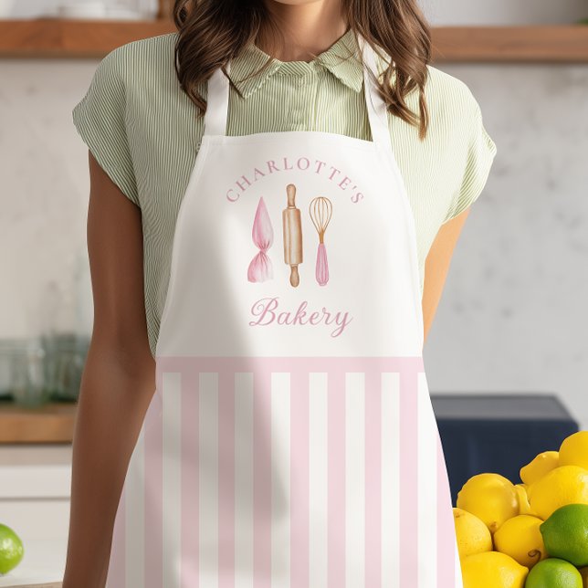 Pink Stripes Bakery  Apron (Creator Uploaded)