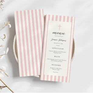 Pink Stripes Baptism Flat Menu