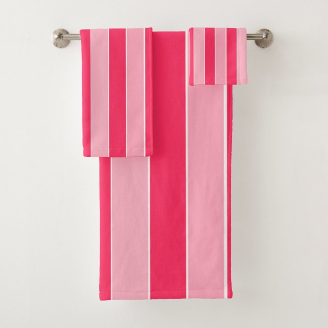 Pink Stripes  Bath Towel Set (Insitu)