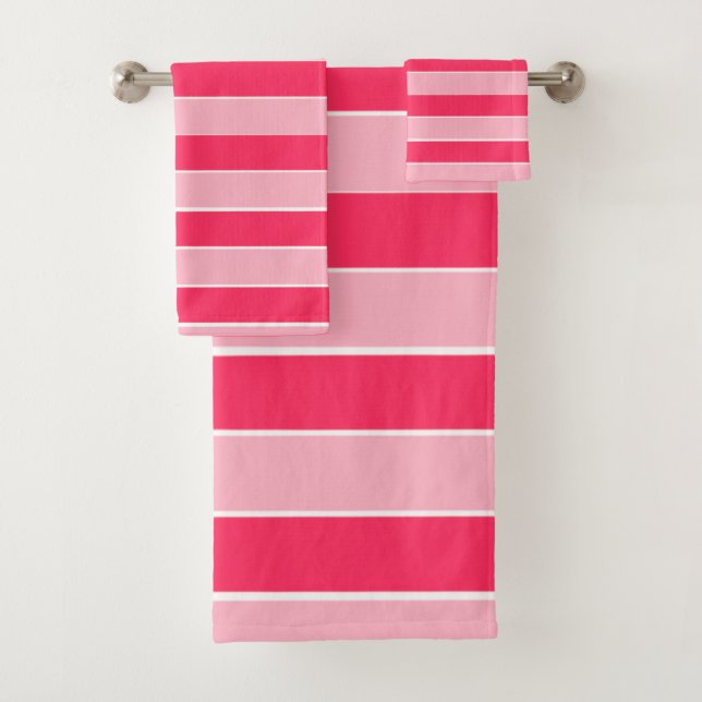 Pink Stripes  Bath Towel Set (Insitu)
