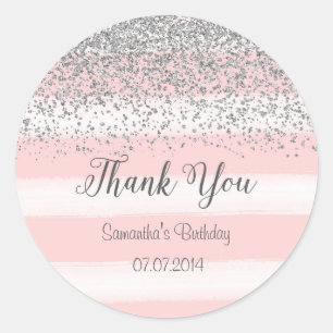 Pink Stripes Birthday Sticker