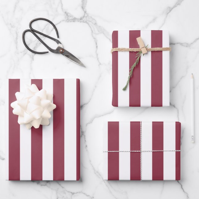 Pink Stripes Birthday Wrapping Paper Sheet (Front)