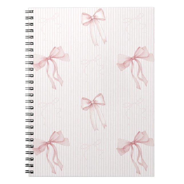 Pink Stripes Bows Notebook (Front)
