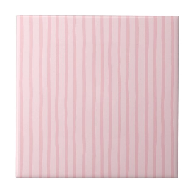 Pink Stripes Ceramic Tile (Front)