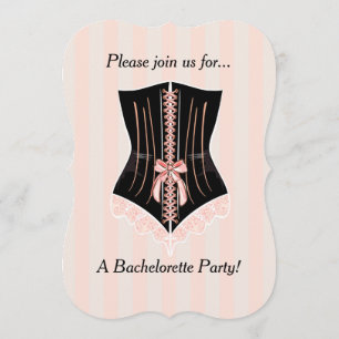 Pink Stripes Corset Bachelorette Party Invitation