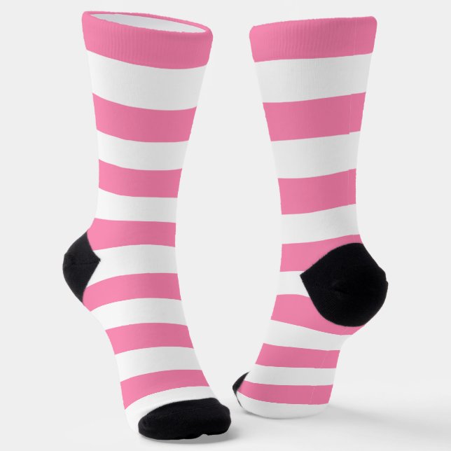 Pink Stripes Crew Socks (Angled)