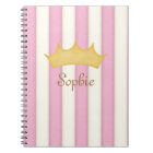 Pink Stripes Crowned Personalised Princess Diary