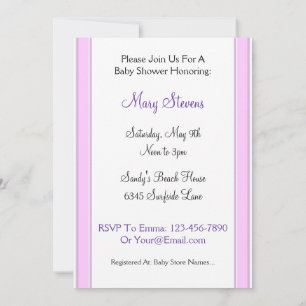 Pink Stripes Custom Baby Shower Invitations