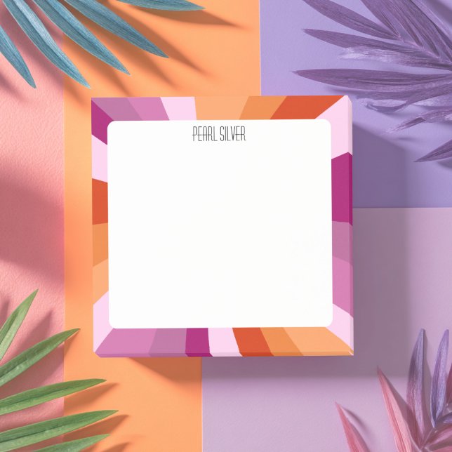 Pink Stripes CUSTOM Chic Monogram Personalised Post-it Notes (Pink Purple Orange Bold Stripes CUSTOM Chic Monogram Personalized Post-it Notes
)