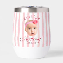Pink Stripes Custom Face Photo Keepsake Mum Mummy