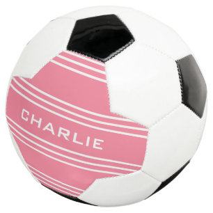 Pink Stripes custom monogram soccer ball