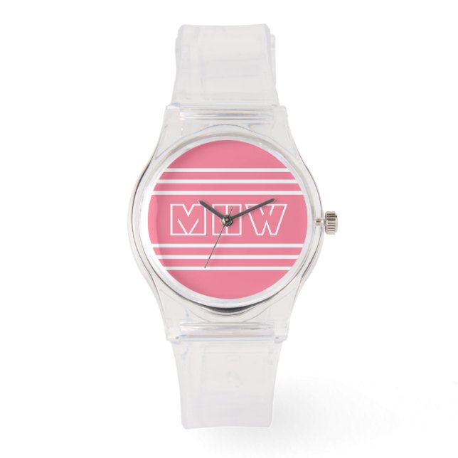 Pink Stripes custom monogram watches (Front)