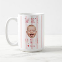 Pink Stripes Custom Photo & Name Baby Face Auntie