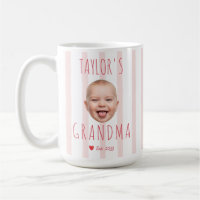 Pink Stripes Custom Photo & Name Baby Face Grandma