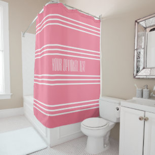 Pink Stripes Custom Text shower curtain