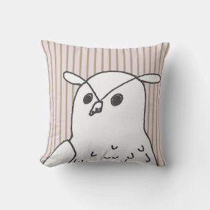 Pink Stripes Cute Bird Owl Cushion
