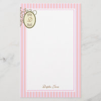 Pink Stripes Dainty - Monogram Stationary