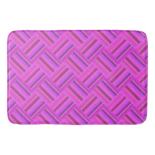 Pink stripes diagonal weave pattern bath mat