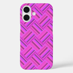 Pink stripes diagonal weave pattern iPhone 16 case