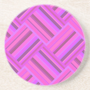 Pink stripes diagonal weave pattern coaster